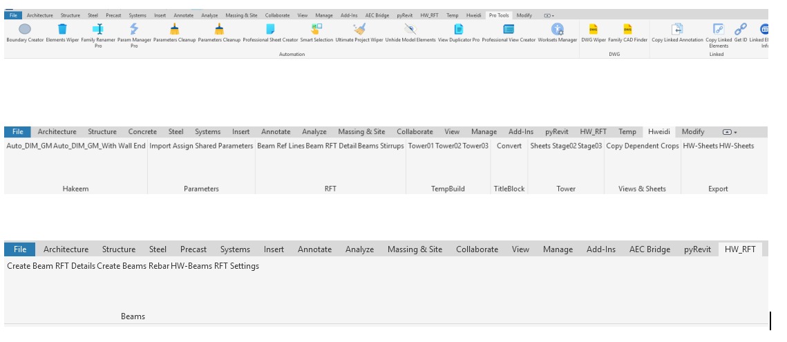Custom pyRevit ribbon tools sample