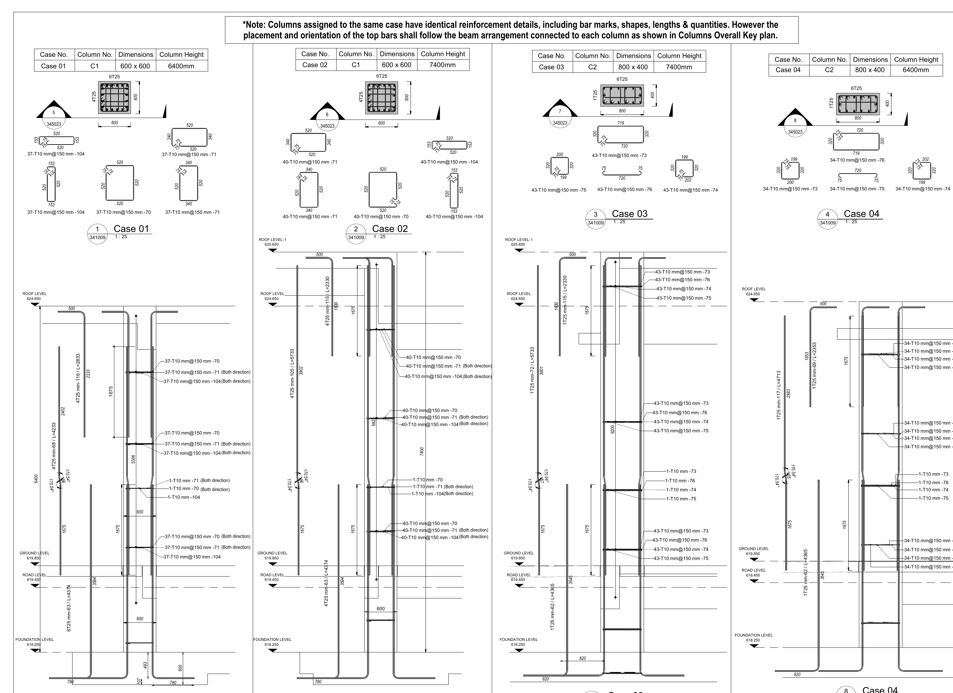 Sample column reinforcement shop drawing