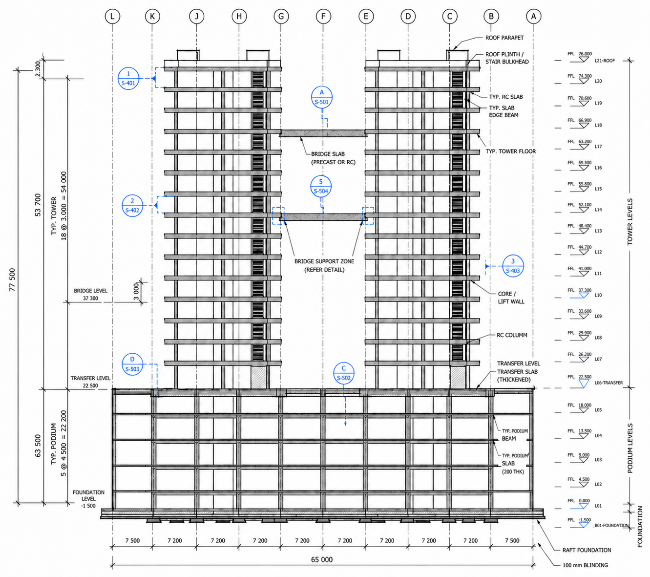 Sample structural general arrangement elevation drawing