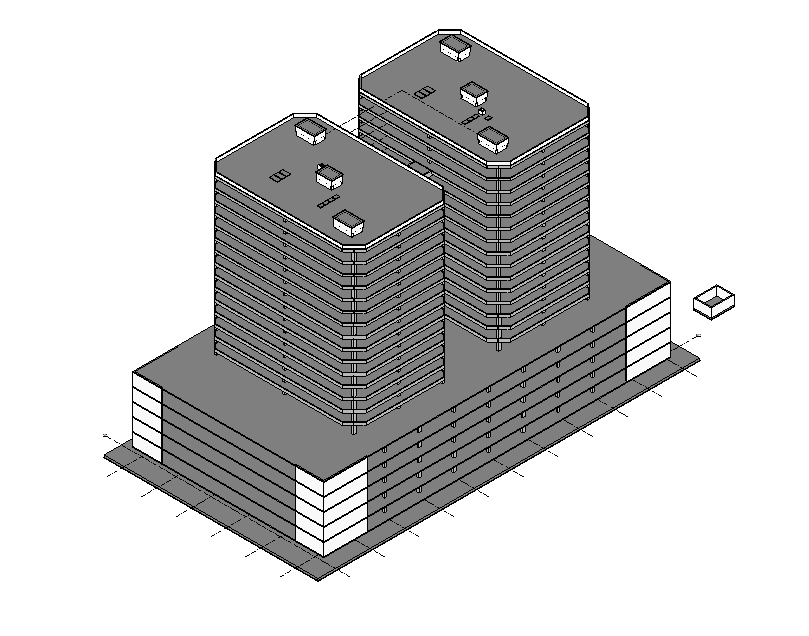 Sample Revit structural model of a twin-tower concrete building